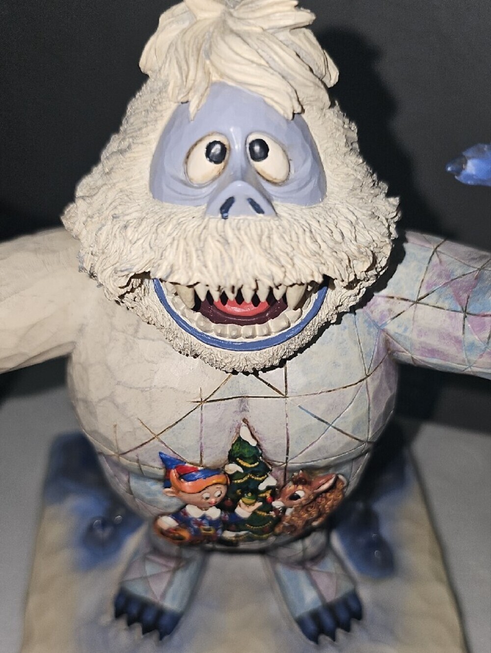 Jim Shore White and Blue Yeti with Holiday Scene Figurine( 9 In Tall) - Picture 4 of 8